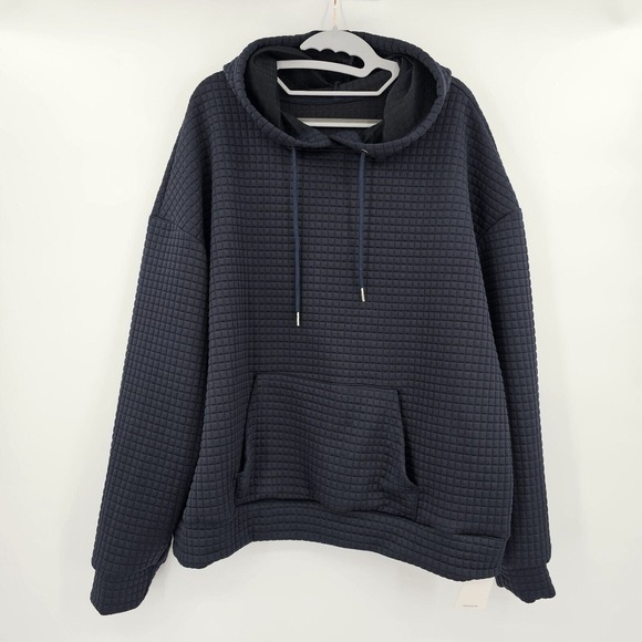 LaMode Womens XXL 2XL Blue Hoodie Textured Lightweight‎ Kangaroo Pocket - Picture 2 of 9